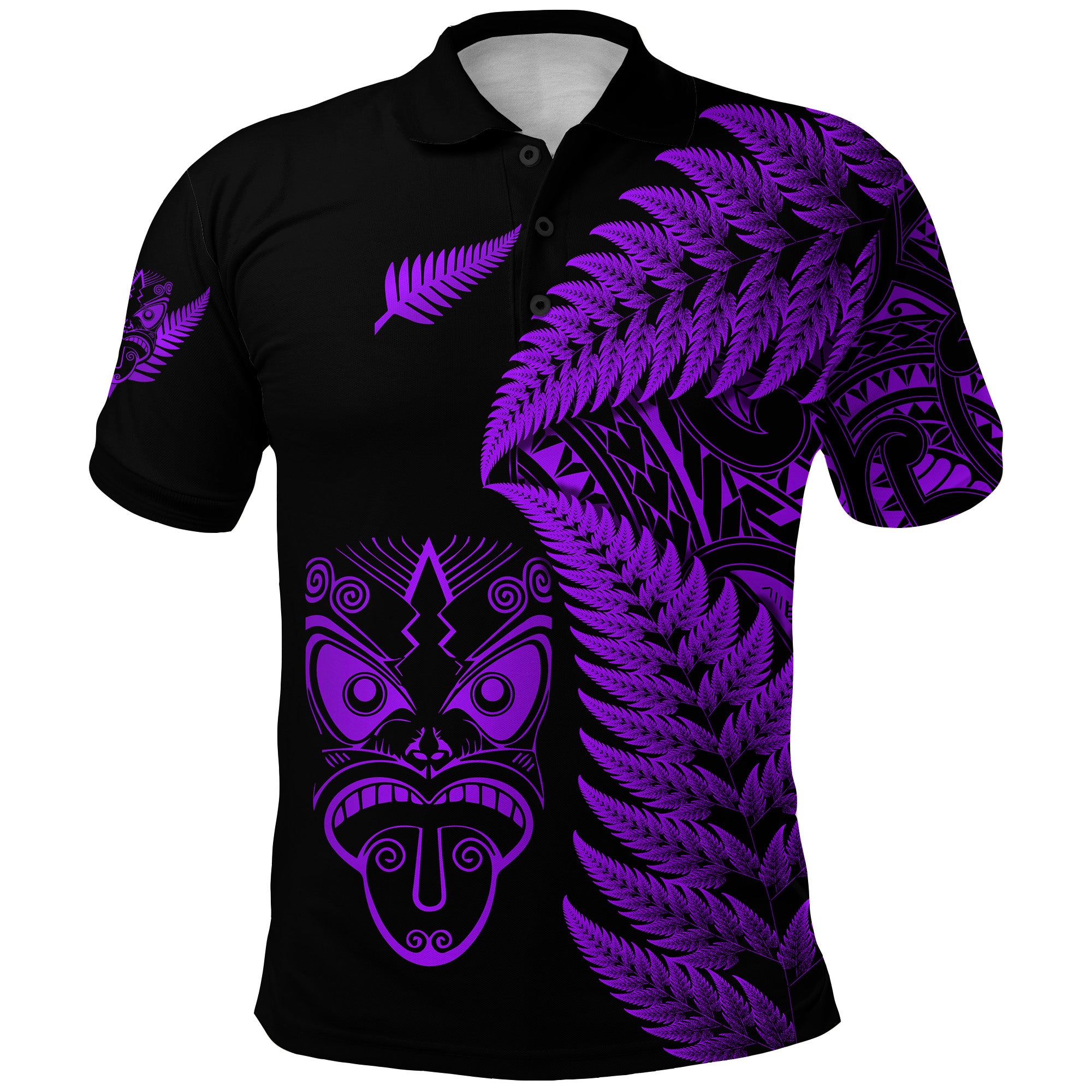 Custom New Zealand Haka Rugby Maori Polo Shirt Silver Fern Vibes Purple LT8 - Polynesian Pride