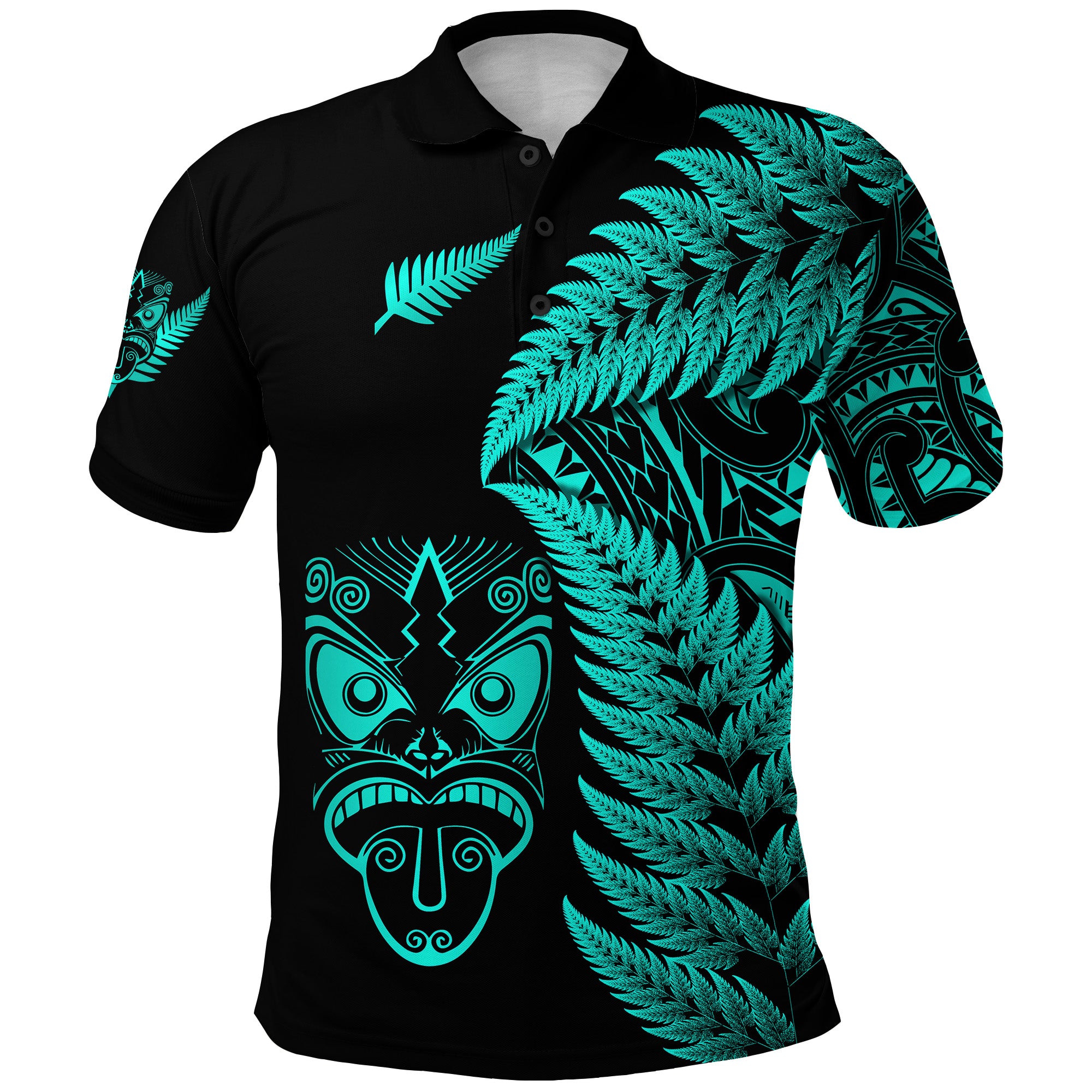 Custom New Zealand Haka Rugby Maori Polo Shirt Silver Fern Vibes Turquoise LT8 - Polynesian Pride