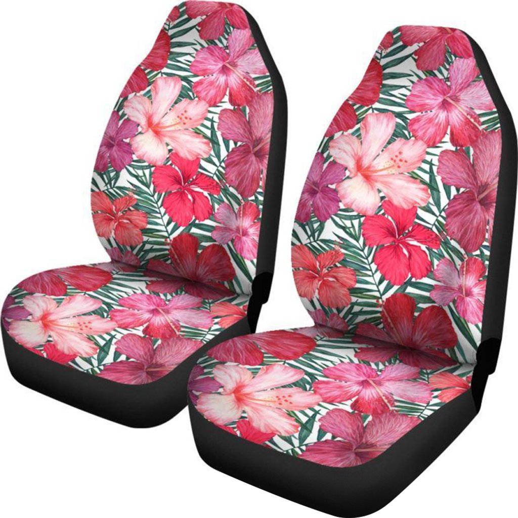Hawaii Car Seat Covers - Hibiscus Palm Leaves - W8 Universal Fit Black - Polynesian Pride