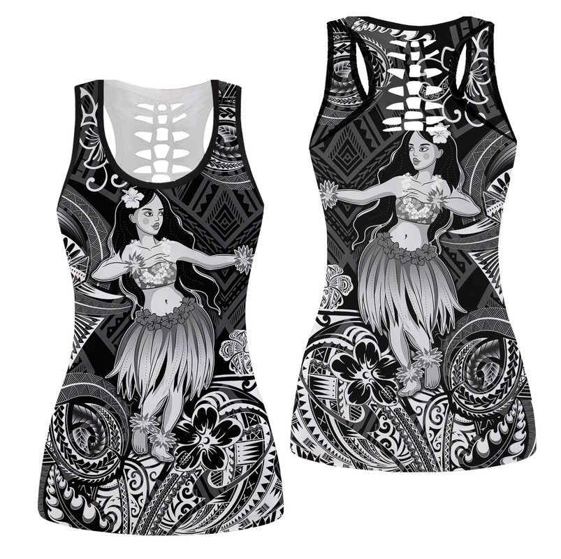 Hawaii Hula Girl Polynesian Hollow Tank Top Unique Style - Black LT8 Female Black - Polynesian Pride