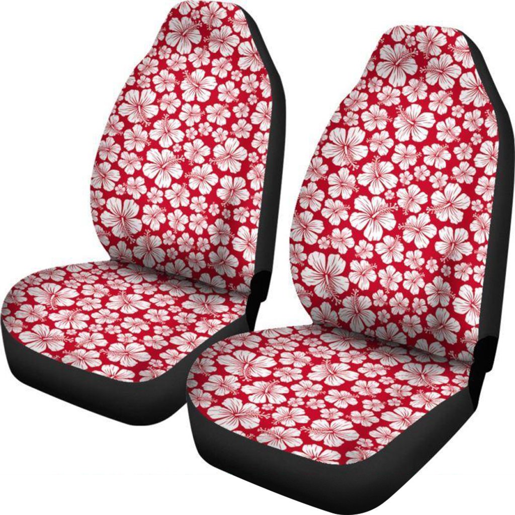 Hawaiian Car Seat Covers - Hibiscus Pattern - K5 Universal Fit Red - Polynesian Pride
