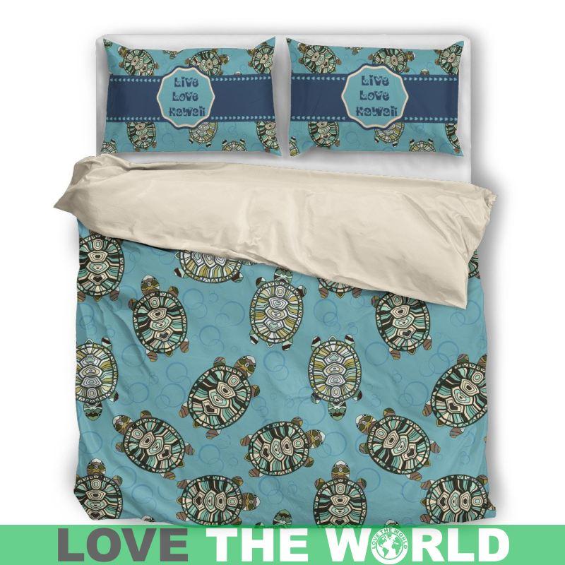 Hawaiian Duvet Cover Set - Sea Turtle & Live Love - Polynesian Pride