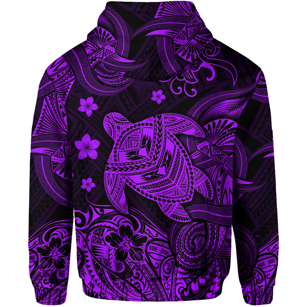 Hawaii Turtle Polynesian Zip Hoodie Plumeria Flower Unique Style Purple LT8 - Polynesian Pride