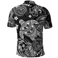 Hawaii Turtle Polynesian Polo Shirt Plumeria Flower Unique Style Black LT8 - Polynesian Pride