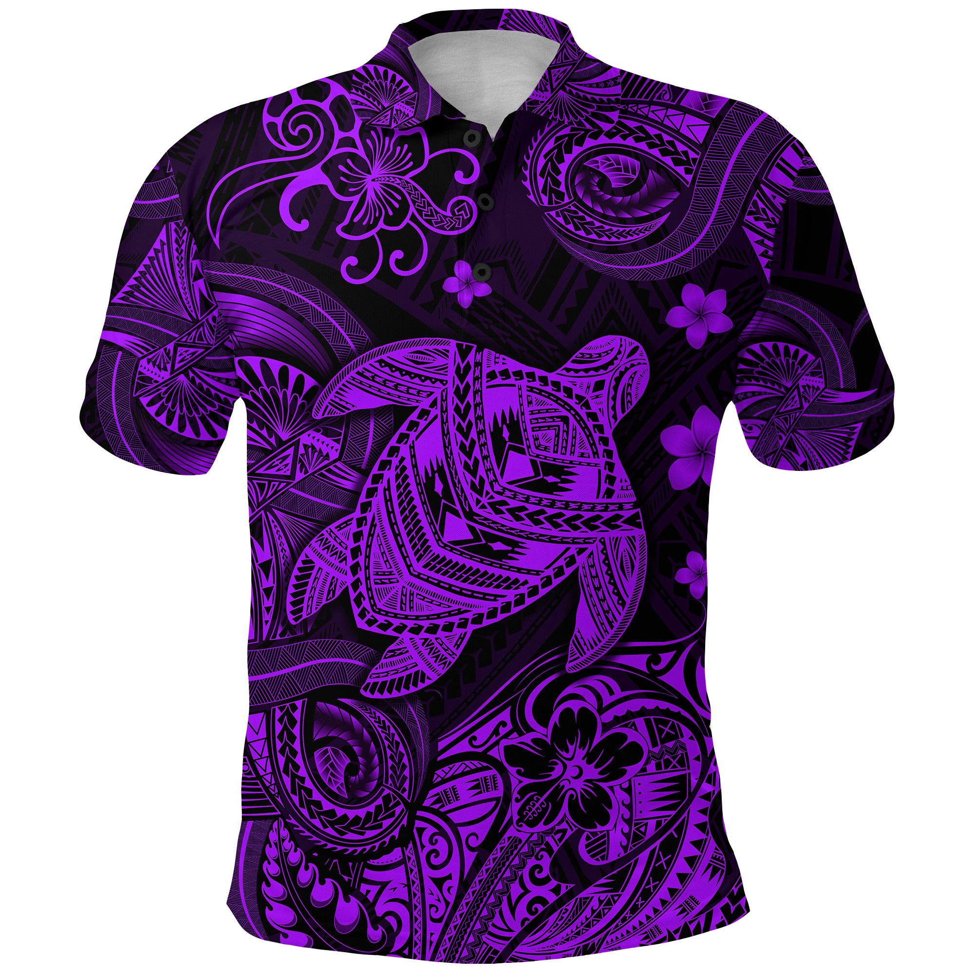 Hawaii Turtle Polynesian Polo Shirt Plumeria Flower Unique Style Purple LT8 - Polynesian Pride