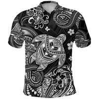 Hawaii Turtle Polynesian Polo Shirt Plumeria Flower Unique Style Black LT8 - Polynesian Pride