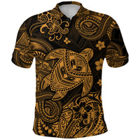 Hawaii Turtle Polynesian Polo Shirt Plumeria Flower Unique Style Gold LT8 - Polynesian Pride