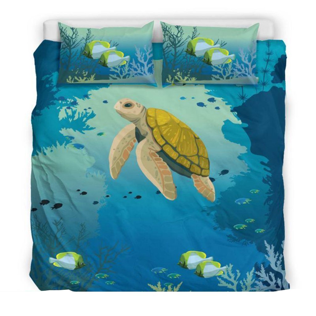 Hawaiian Duvet Cover Set - Turtle Under The Ocean 01 - Polynesian Pride