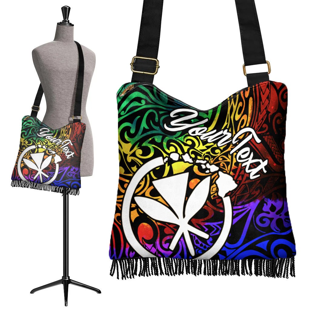 Hawaii Custom Personalised Boho Handbag - Rainbow Polynesian Pattern - Polynesian Pride