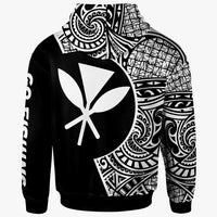 Hawaii Zip Hoodie Hook Tattoo Black Color - Polynesian Pride