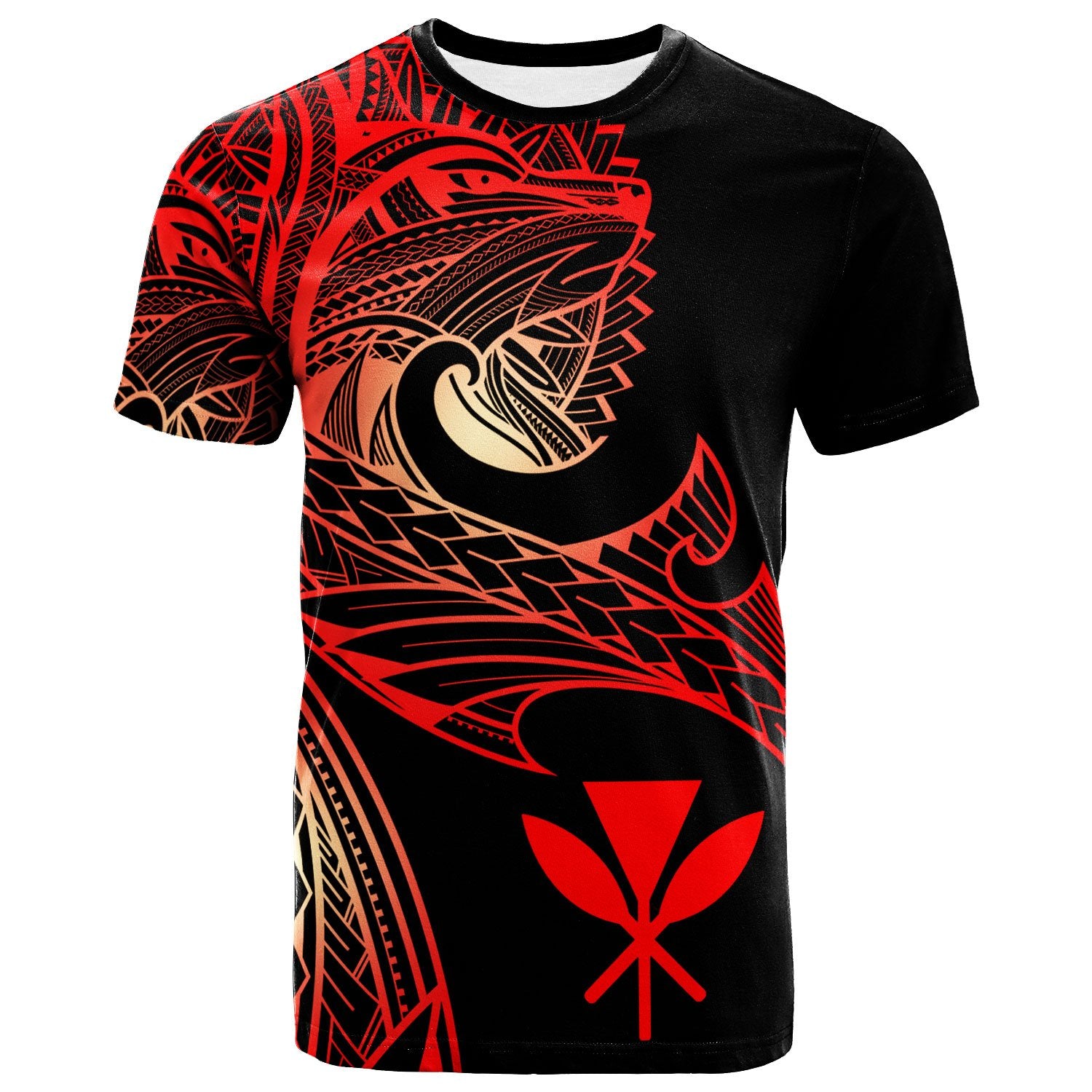 Hawaii T Shirt Leader Wolf Is You Red Gradient Color Unisex Black - Polynesian Pride