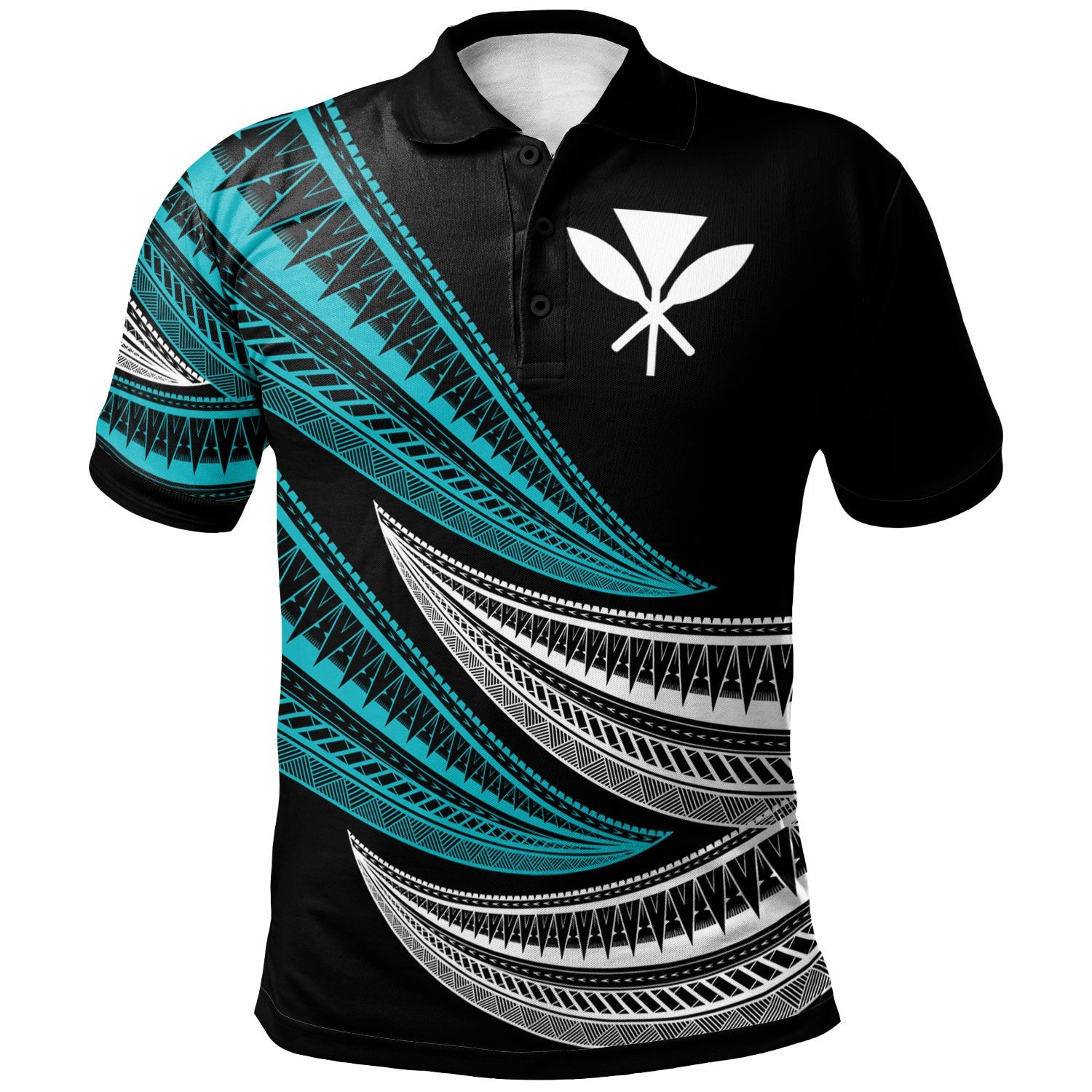 Hawaii Custom Polo Shirt Wave Pattern Alternating Blue Color Unisex Blue - Polynesian Pride