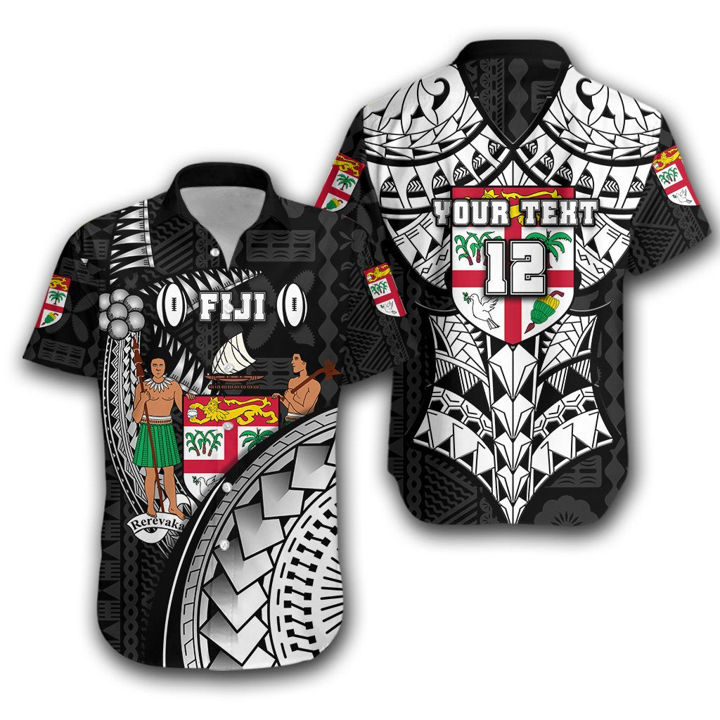 (Custom Personalised) Fiji Rugby Hawaiian Shirt Armor Style Unisex Black - Polynesian Pride