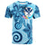 Hawaii T Shirt Tribal Plumeria Pattern Unisex Blue - Polynesian Pride