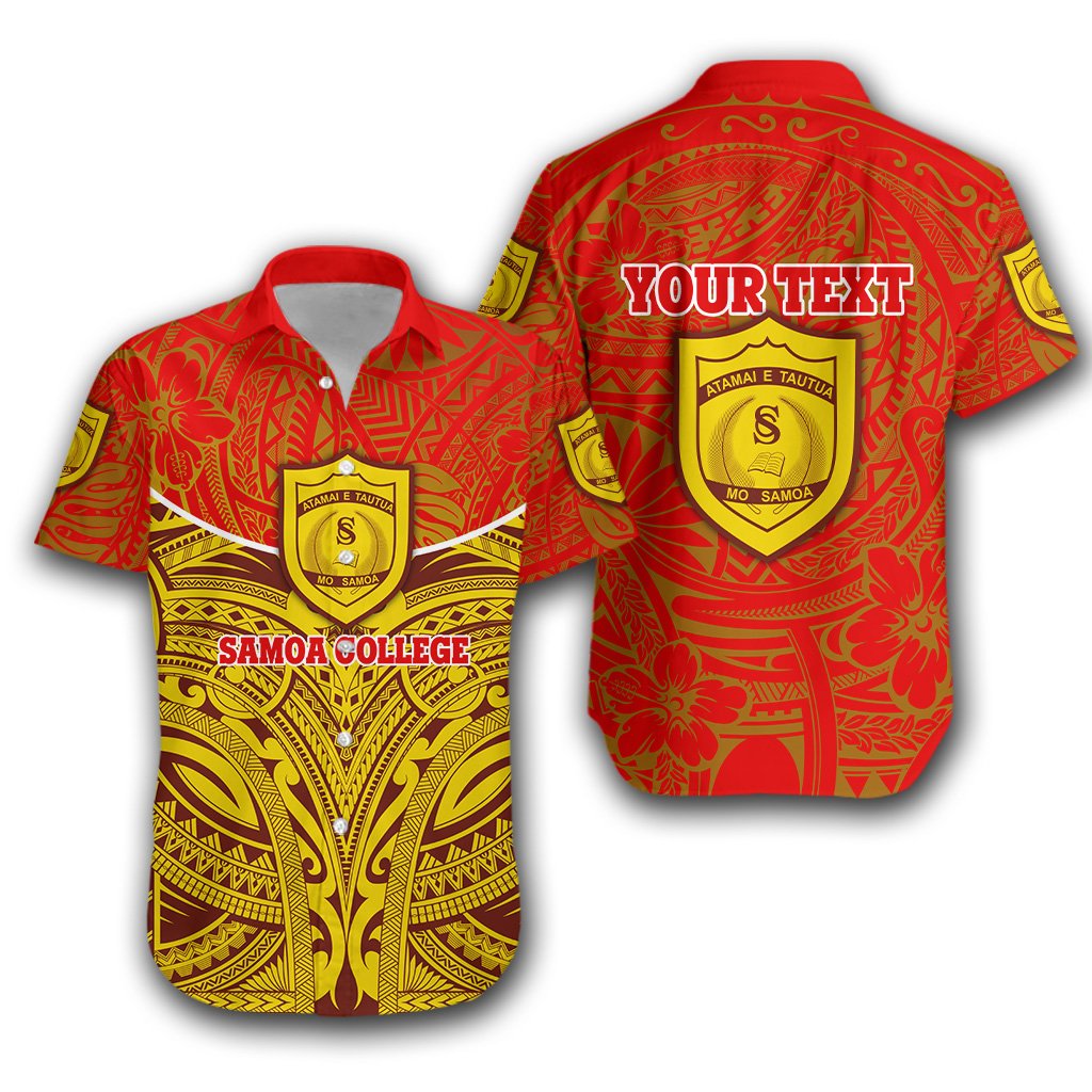 (Custom Personalised) Samoa College Hawaiian Shirt Polynesian Royal Style Unisex Red - Polynesian Pride