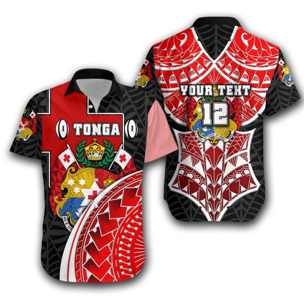 (Custom Personalised) Tonga Rugby Hawaiian Shirt Polynesian Armor Style - Black Unisex Black - Polynesian Pride
