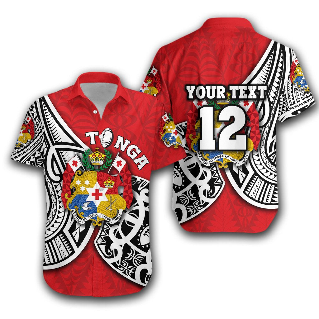 (Custom Personalised) Tonga Rugby Hawaiian Shirt Polynesian Style Unisex Red - Polynesian Pride