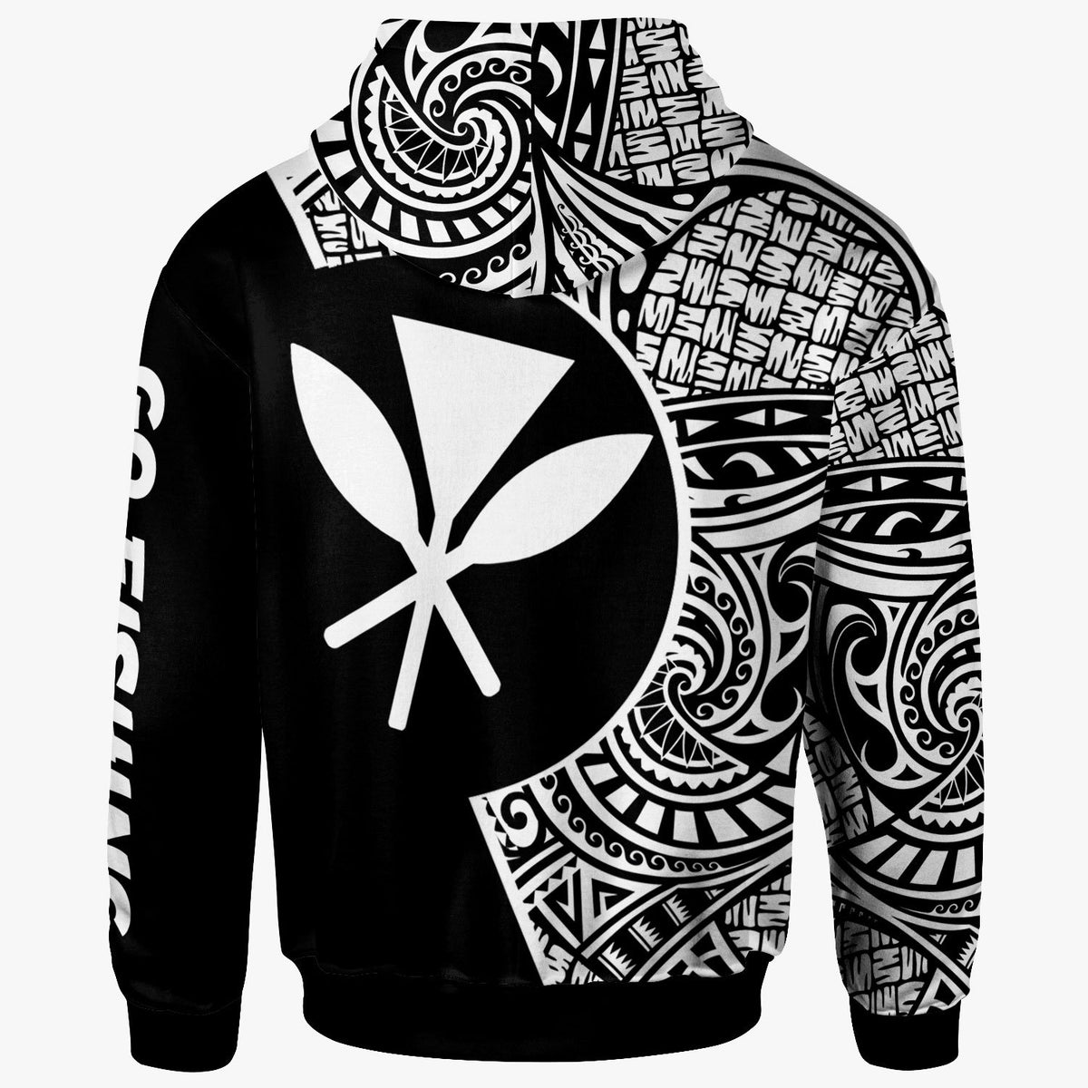 Hawaii Hoodie Hook Tattoo Black Color - Polynesian Pride