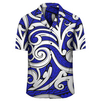 Polynesian Maori Ethnic Ornament Blue Hawaiian Shirt - Polynesian Pride
