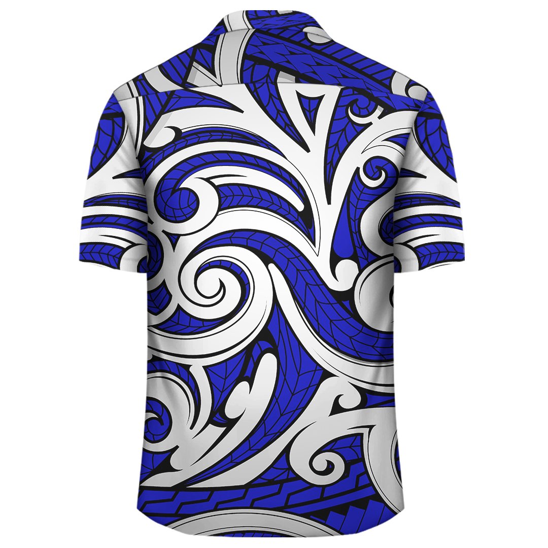 Polynesian Maori Ethnic Ornament Blue Hawaiian Shirt - Polynesian Pride