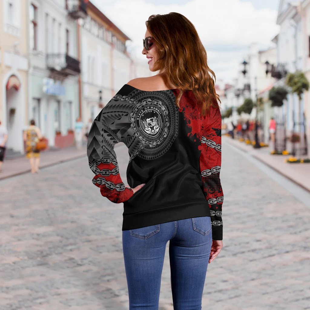 Hawaii Polynesian Women's Off Shoulder Sweater - Polynesian Chain Style - Polynesian Pride
