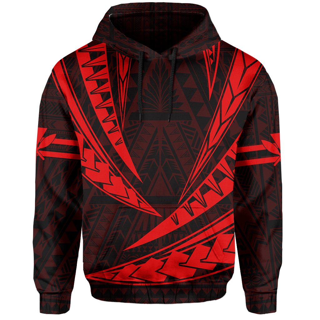 Polynesian Kakau Kanaka Maoli Map Hawaii Hoodie Red - Polynesian Pride