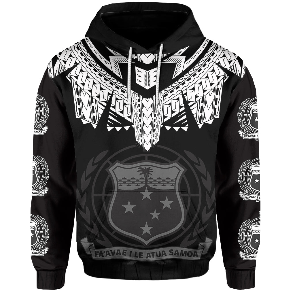 Custom Samoa Tribal Coat of Arms Tattoo Hoodie No.4 LT6 Black - Polynesian Pride