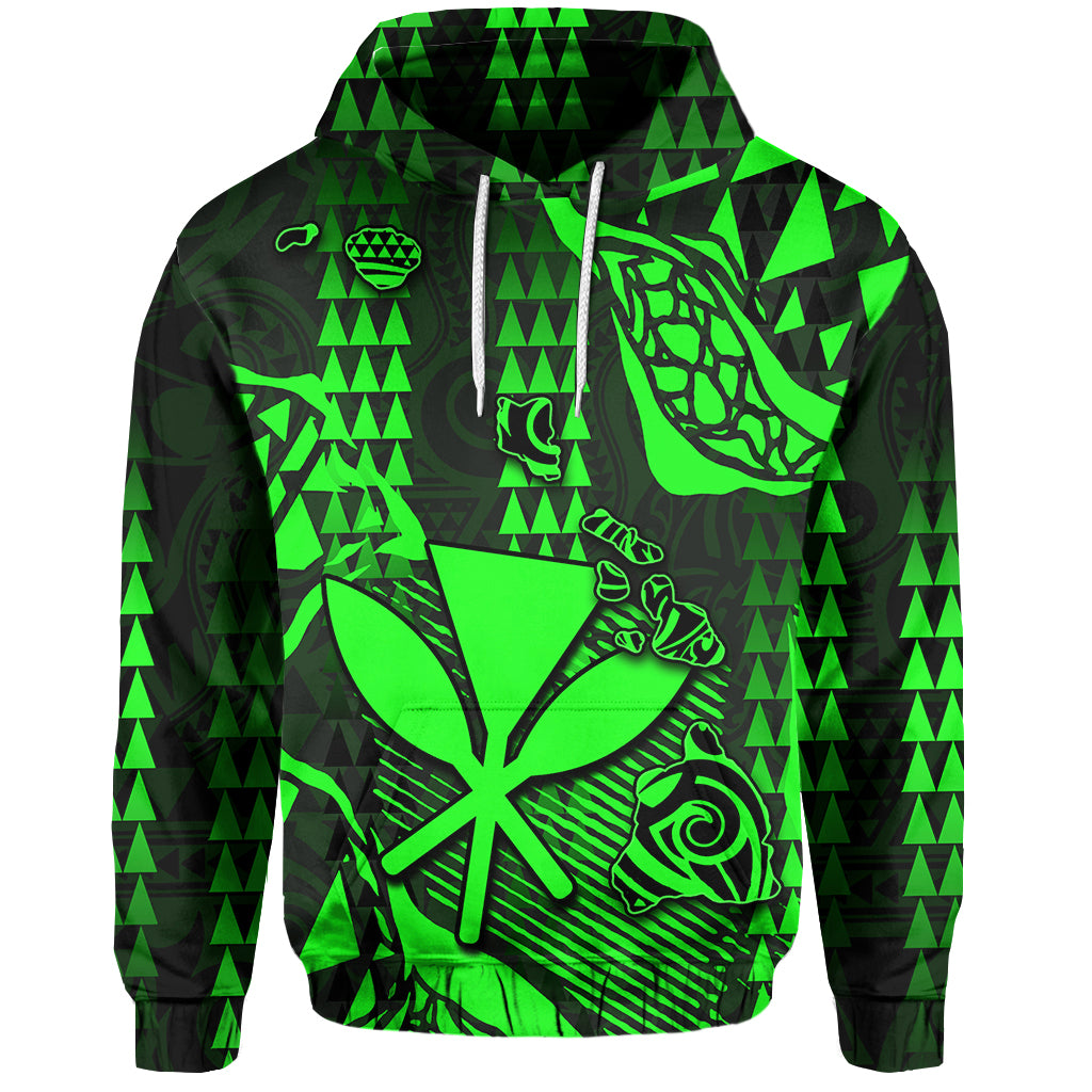 Custom Hawaii Kanaka Map Hoodie Green Style LT6 Unisex Green - Polynesian Pride