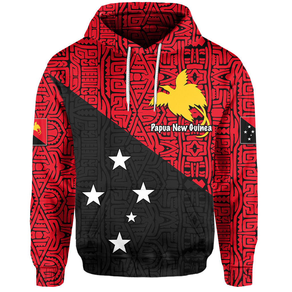 Custom Papua New Guinea Hoodie Patterns With Flag LT6 Unisex Red - Polynesian Pride