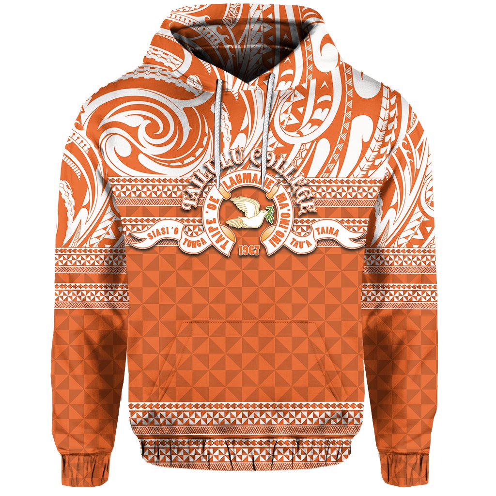 Custom Tailulu College Hoodie Tonga Patterns Unisex Orange - Polynesian Pride