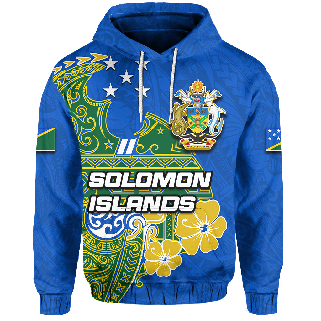 Custom Solomon Islands Independence 44th Melanesia Tattoo Hoodie LT6 Unisex Blue - Polynesian Pride