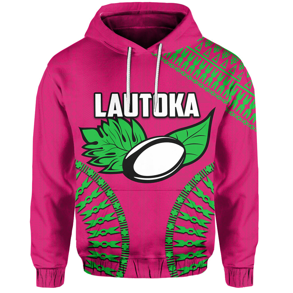 (Custom and Number) Lautoka Fiji Rugby Hoodie LT6 Unisex Pink - Polynesian Pride