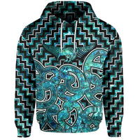 New Zealand Hoodie Maori Graphic Tee patterns Paua Shell LT6 Unisex Green - Polynesian Pride