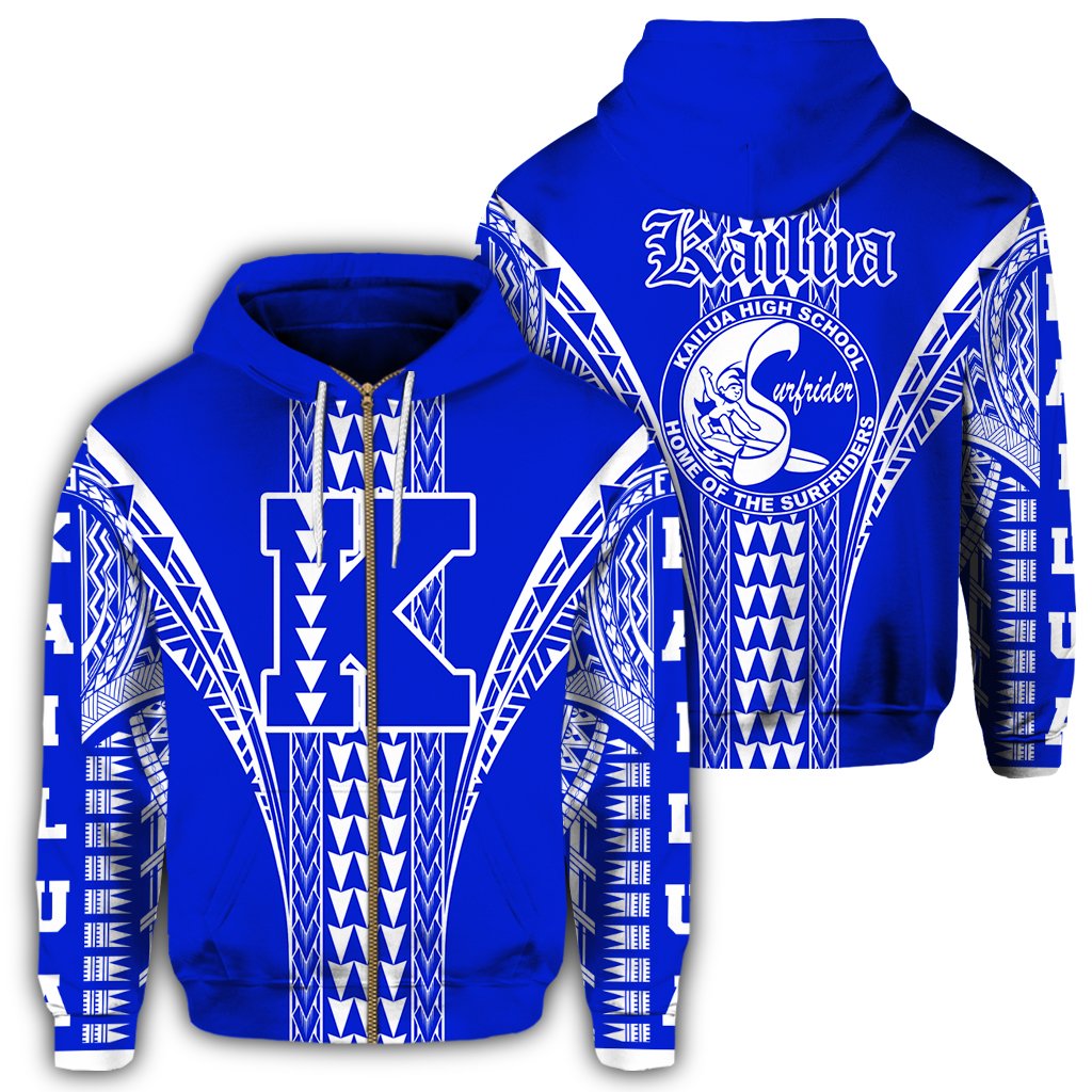 Hawaii Hoodie Kailua High Zip Hoodie Unisex Blue - Polynesian Pride