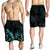 Vanuatu Polynesian Men's Shorts - Turtle With Blooming Hibiscus Turquoise - Polynesian Pride