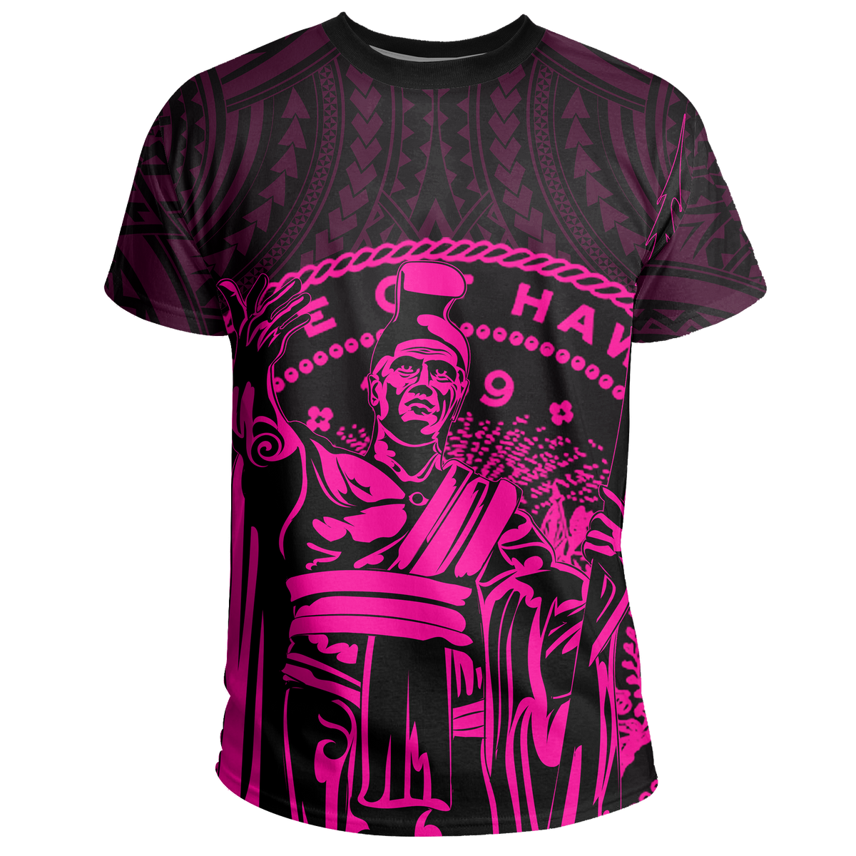 Hawaii King Coat of Arms Kanaka Map Polynesian T Shirt Pink - Polynesian Pride