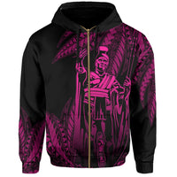 Hawaii King Polynesian Hoodie (Zip up) Durk Style Pink - Polynesian Pride