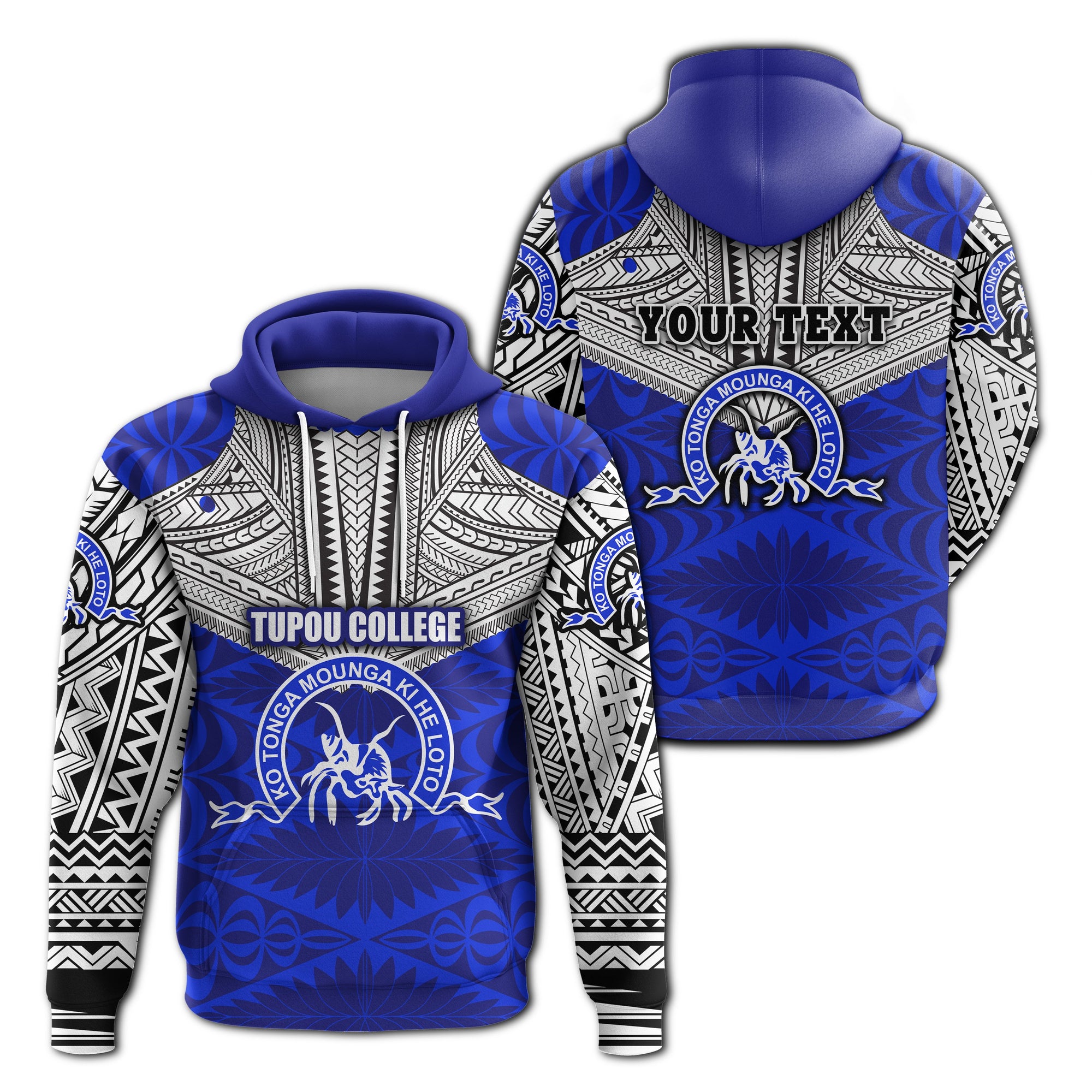 Custom Kolisi Ko Tupou College Tonga Hoodie Polynesian Sport Style Unisex Blue - Polynesian Pride