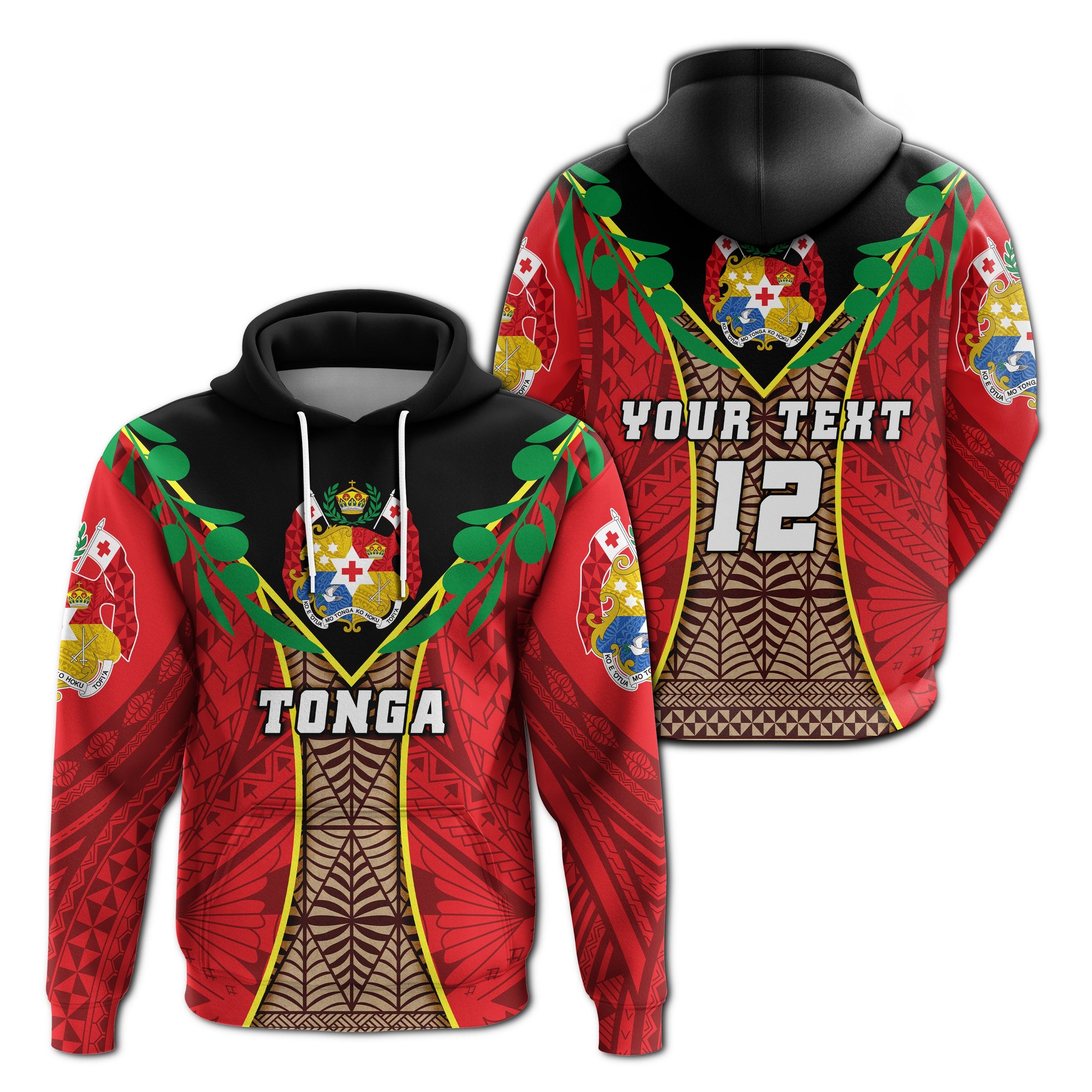 Custom Tonga Rugby Hoodie Style Gown Unisex Red - Polynesian Pride