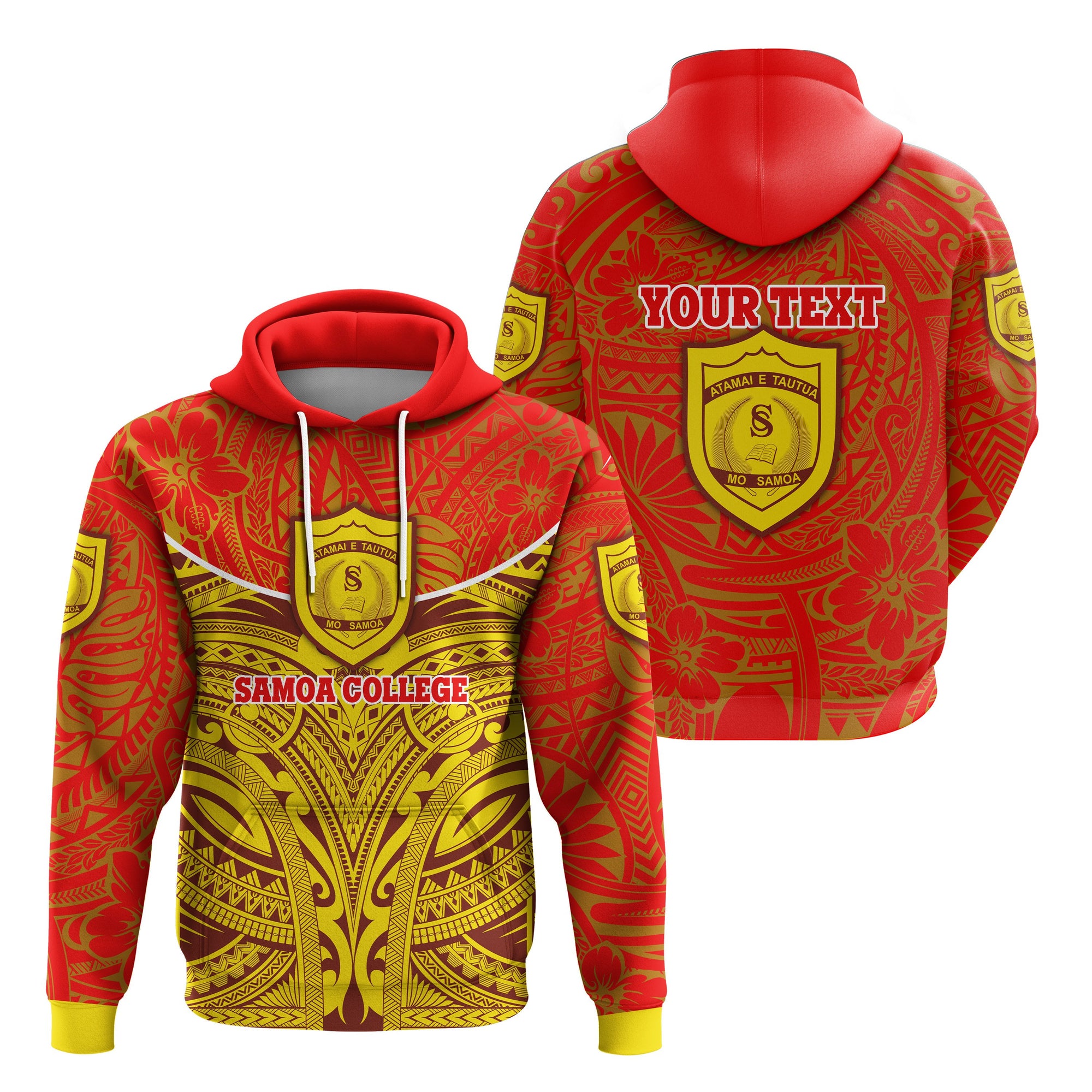 Custom Samoa College Hoodie Polynesian Royal Style Unisex Red - Polynesian Pride