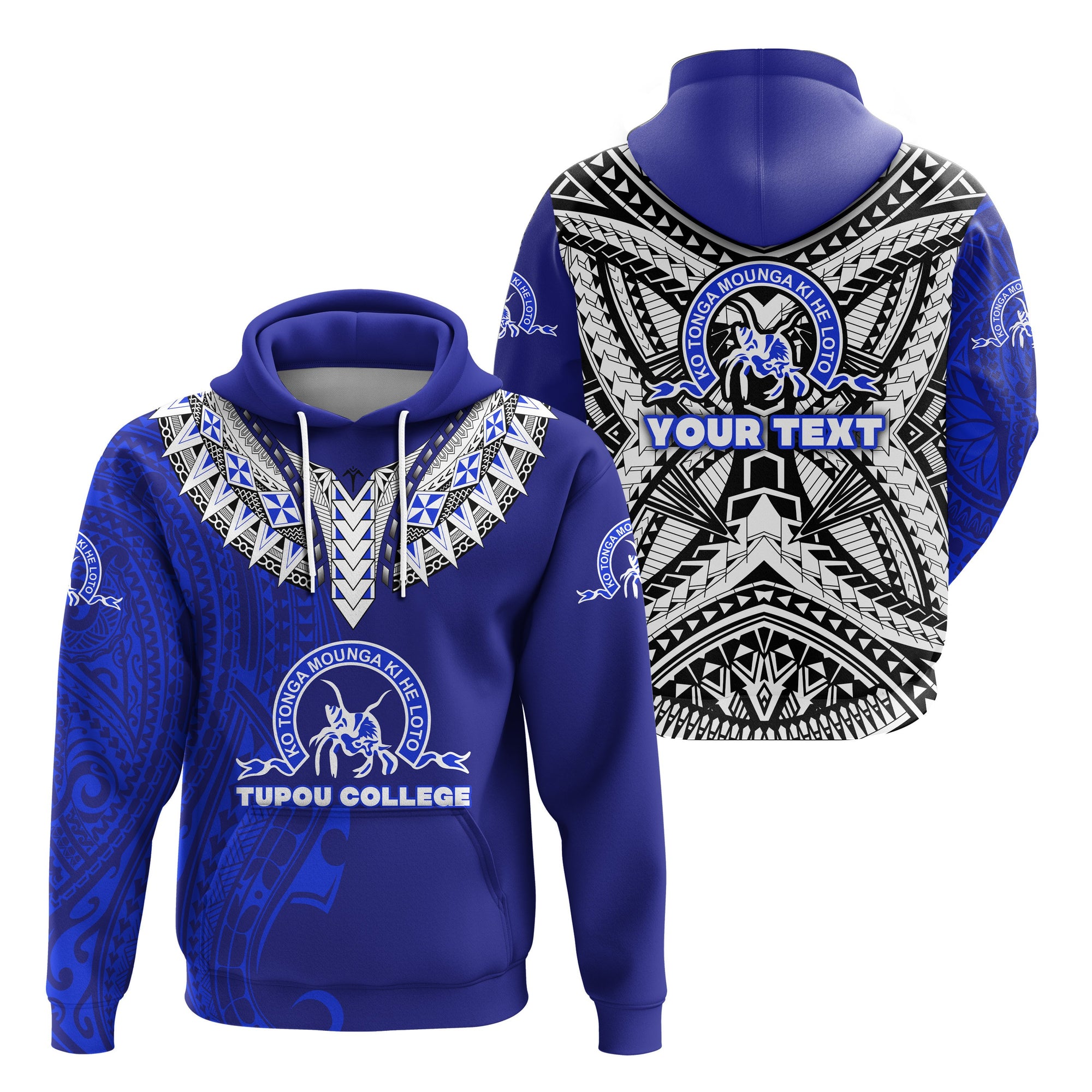 Custom Kolisi Ko Tupou College Tonga Hoodie Polynesian Stylized Unisex Blue - Polynesian Pride