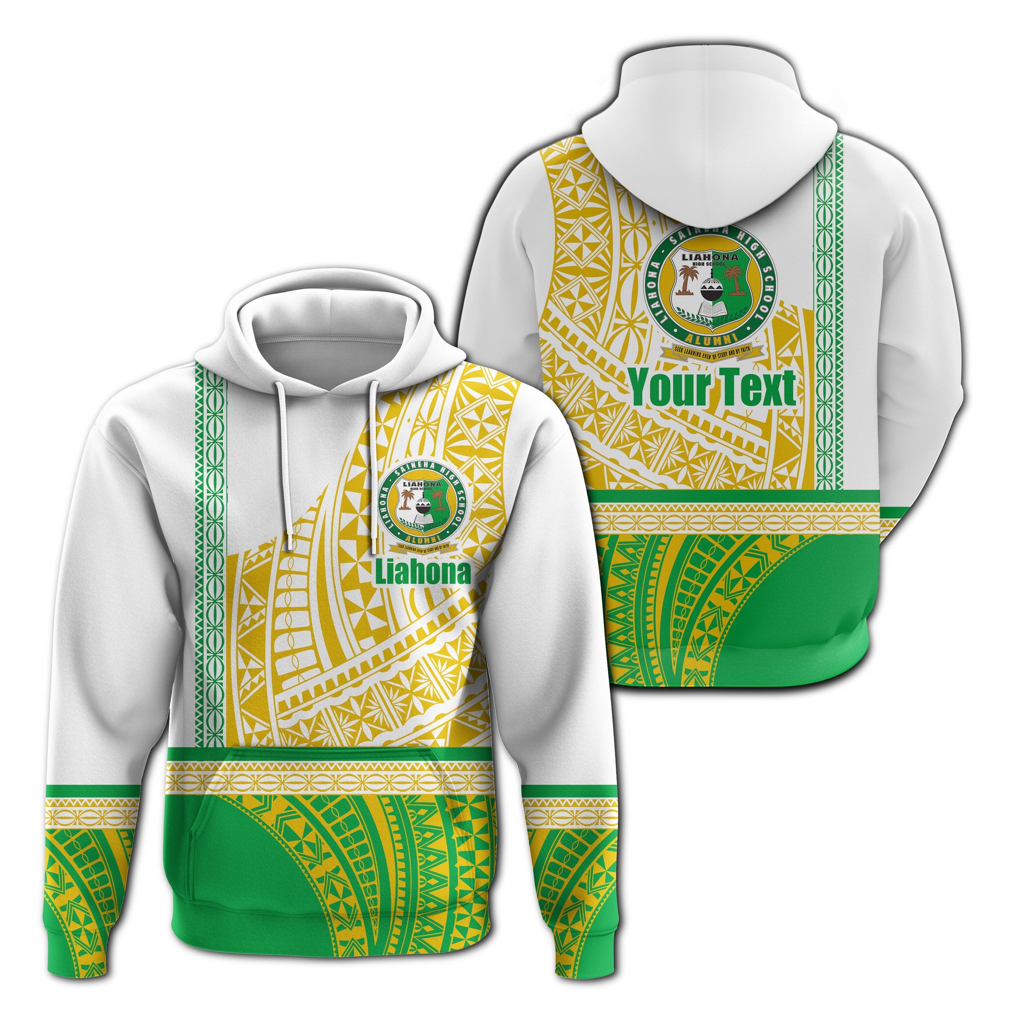 Custom Liahona Tonga Hoodie Polynesian Traditional Style Unisex White - Polynesian Pride