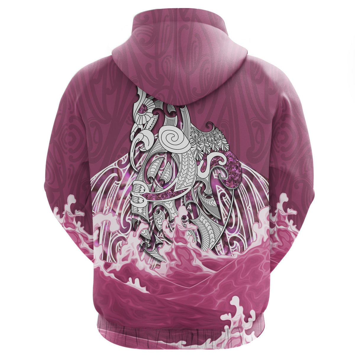 Maori Manaia The Blue Sea Zip Hoodie, Pink - Polynesian Pride