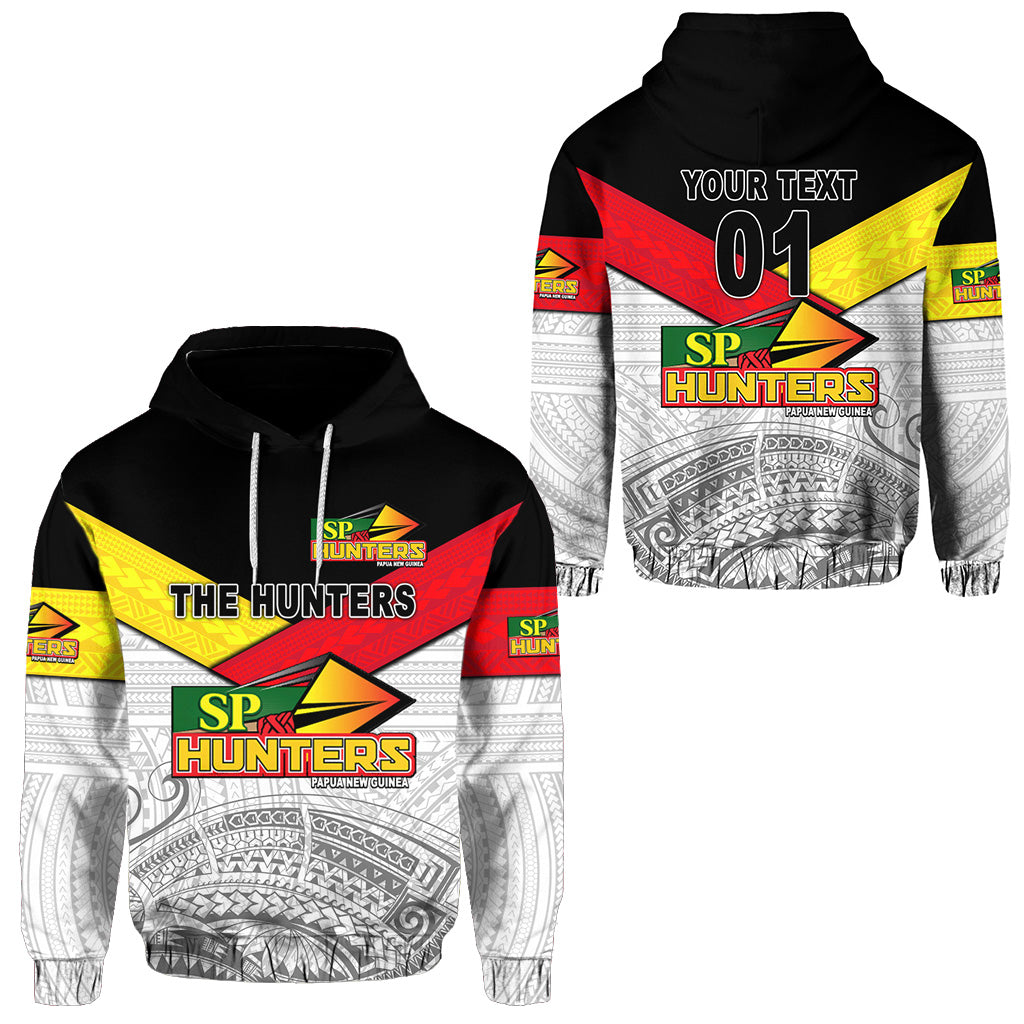 Custom Papua New Guinea SP Hunters Hoodie Rugby Original Style White, Custom Text and Number LT8 White - Polynesian Pride