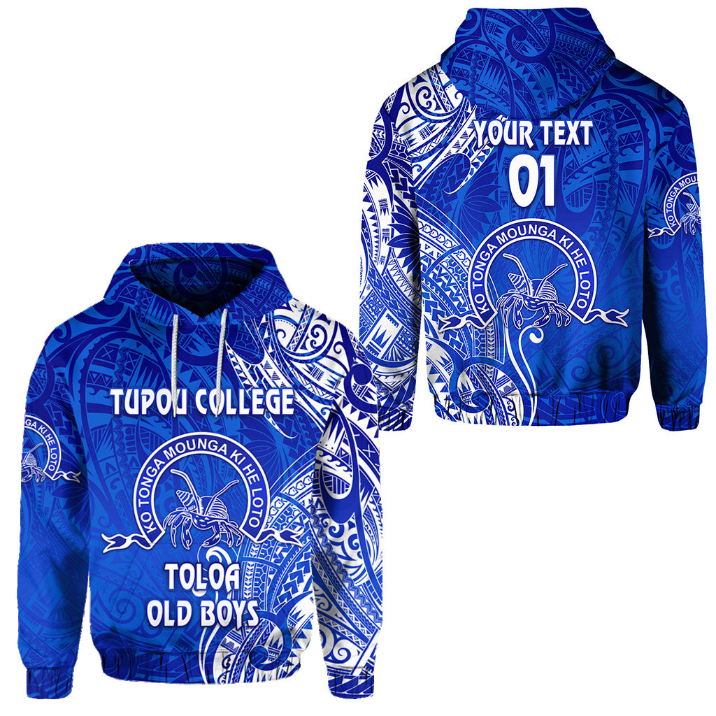 Custom Tonga Tupou College Hoodie Toloa Old Boys Simple Vibes Blue, Custom Text and Number LT8 Unisex Blue - Polynesian Pride