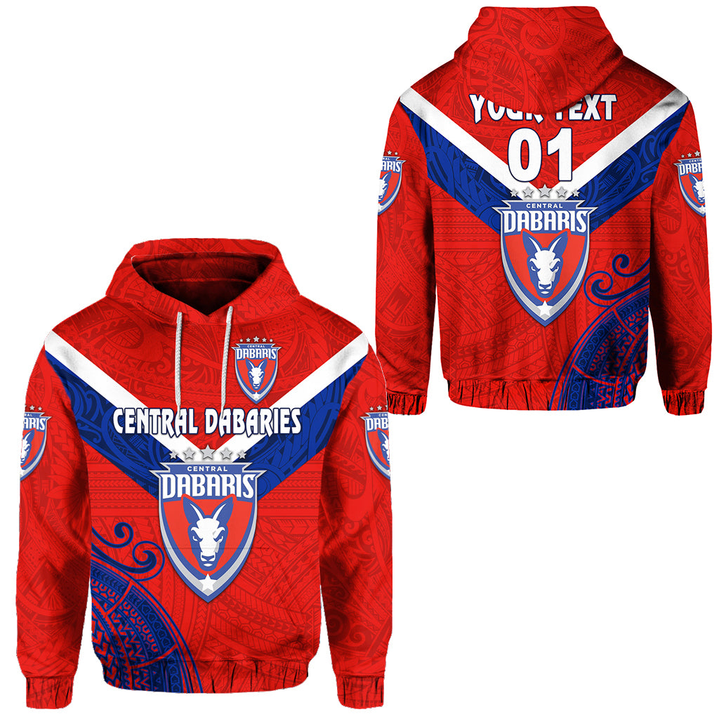 Custom Papua New Guinea Central Dabaries Hoodie Rugby Red, Custom Text and Number LT8 Unisex Red - Polynesian Pride