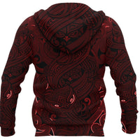 New Zealand Zip up Hoodie, Maori Gods Zipper Hoodie, Tumatauenga (God of War) Red - Polynesian Pride