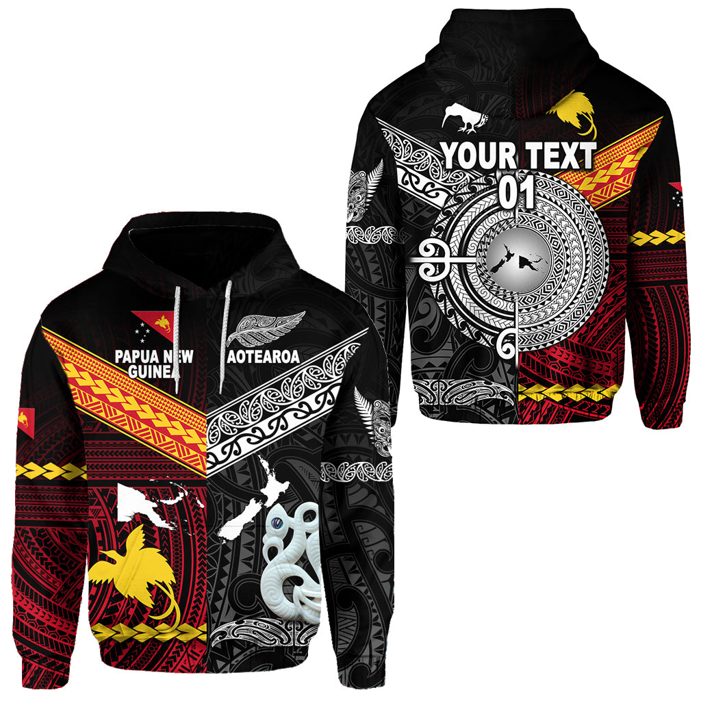 Custom New Zealand Papua New Guinea Hoodie Maori and Polynesian Together, Custom Text and Number LT8 Unisex Red - Polynesian Pride