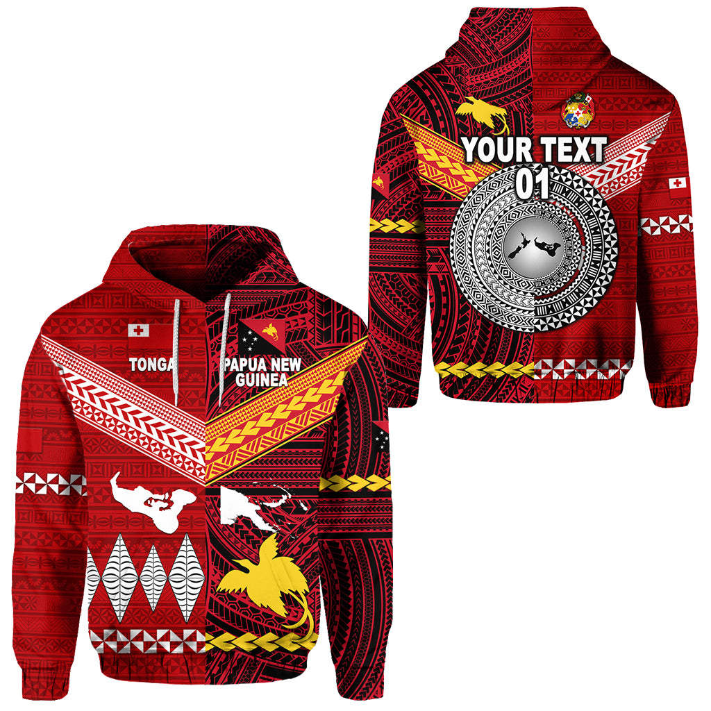 Custom Papua New Guinea Tonga Hoodie Polynesian Together Bright Red, Custom Text and Number LT8 Unisex Red - Polynesian Pride