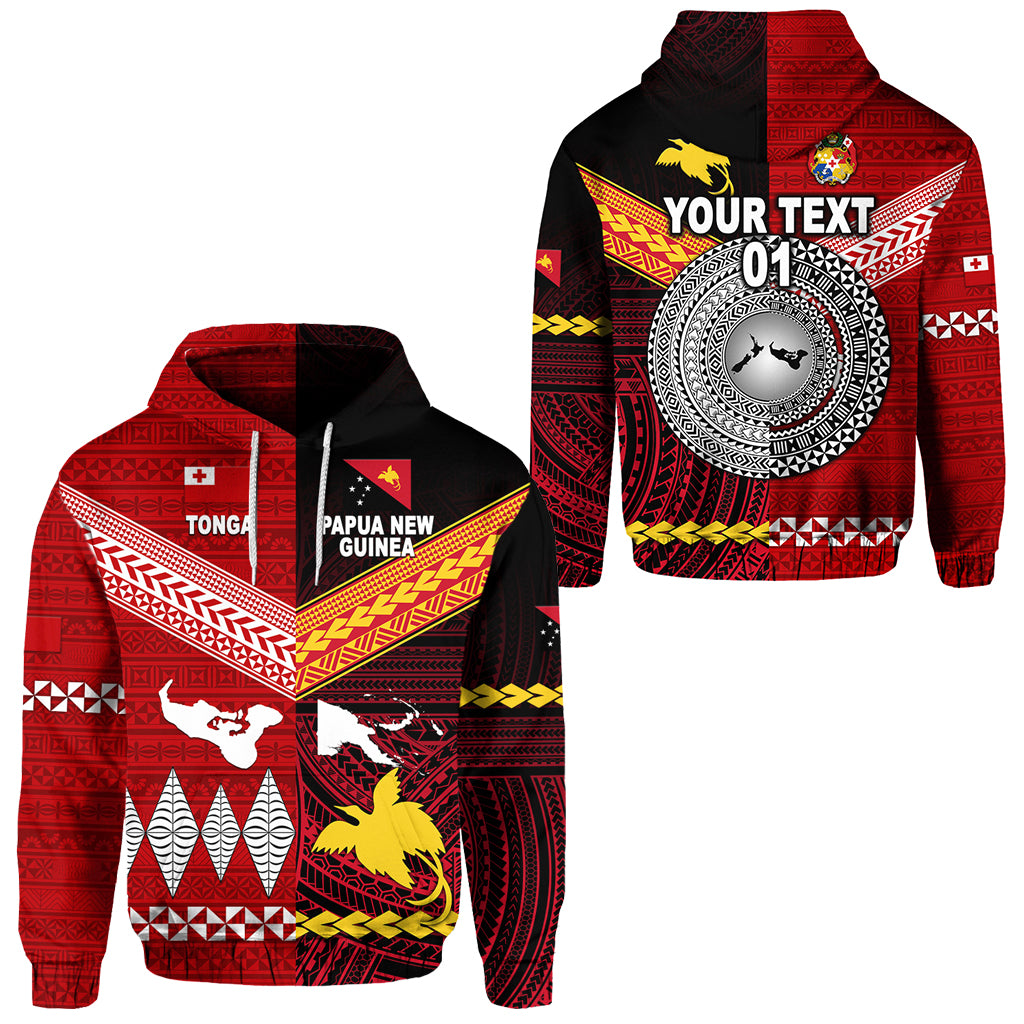 Custom Papua New Guinea Tonga Hoodie Polynesian Together Red, Custom Text and Number LT8 Unisex Red - Polynesian Pride